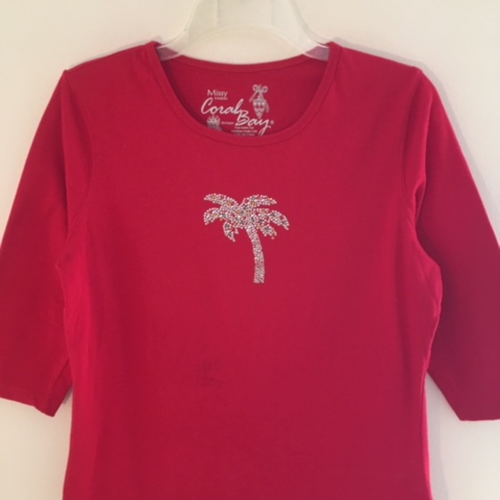 Coral Bay Palm Tree Holiday Theme Top M
